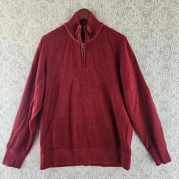 Eddie Bauer Mock Neck Red Men's Sweatshirt M - Picture 1 of 8